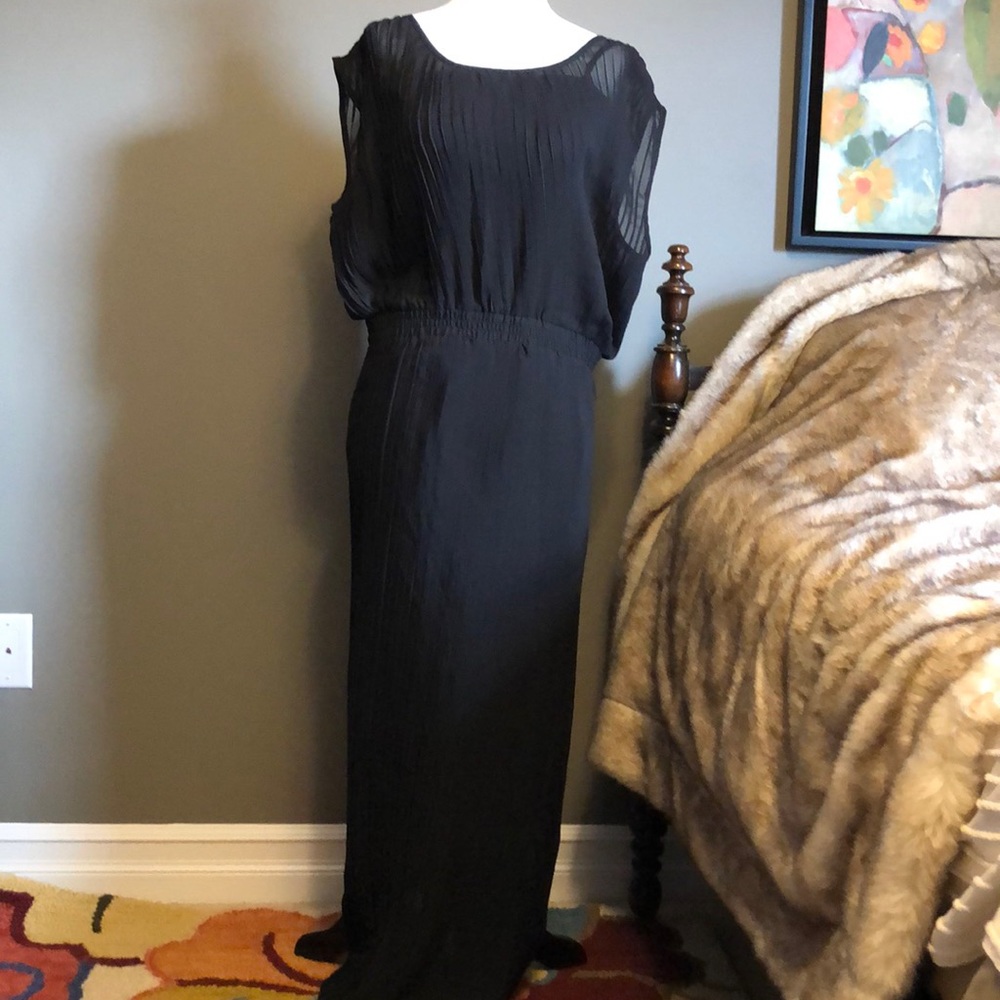 Black pleated maxi dress